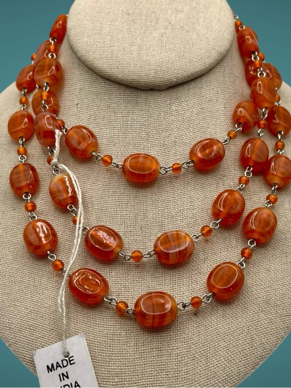 Natural Polished Carnelian Bead Continues Versatile Necklace Made in India